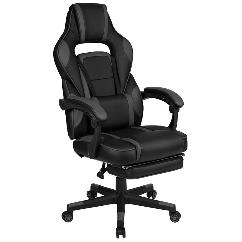 X40 Gaming Chair Racing Ergonomic Computer Chair with Fully Reclining Back/Arms, Slide-Out Footrest, Massaging Lumbar - Black/Gray. Picture 2