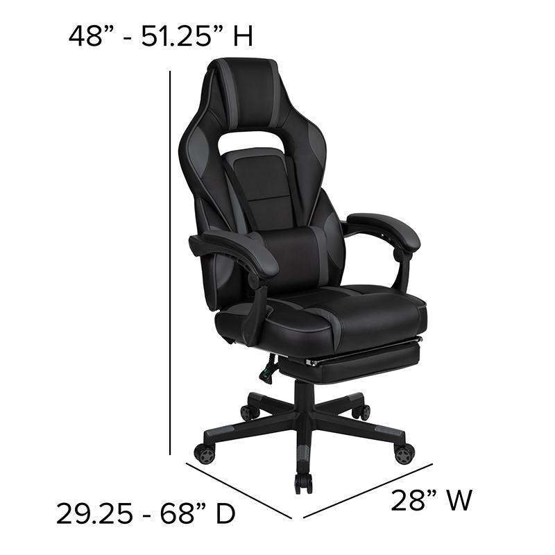 X40 Gaming Chair Racing Ergonomic Computer Chair with Fully Reclining Back/Arms, Slide-Out Footrest, Massaging Lumbar - Black/Gray. Picture 5