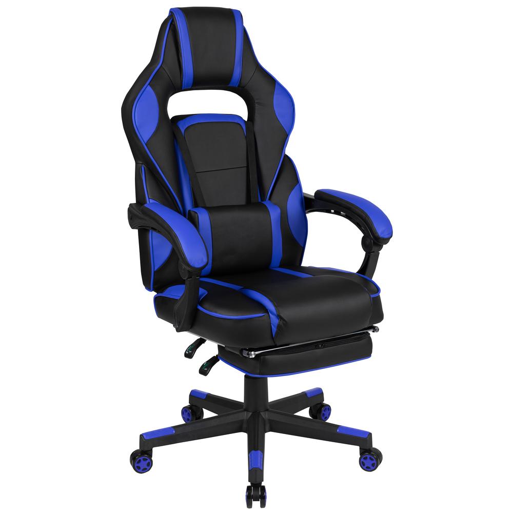 X40 Gaming Chair Racing Ergonomic Computer Chair with Fully Reclining Back/Arms, Slide-Out Footrest, Massaging Lumbar - Black/Blue. Picture 2