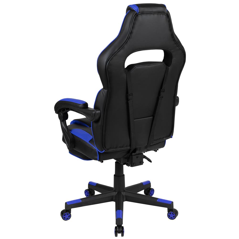 X40 Gaming Chair Racing Ergonomic Computer Chair with Fully Reclining Back/Arms, Slide-Out Footrest, Massaging Lumbar - Black/Blue. Picture 6