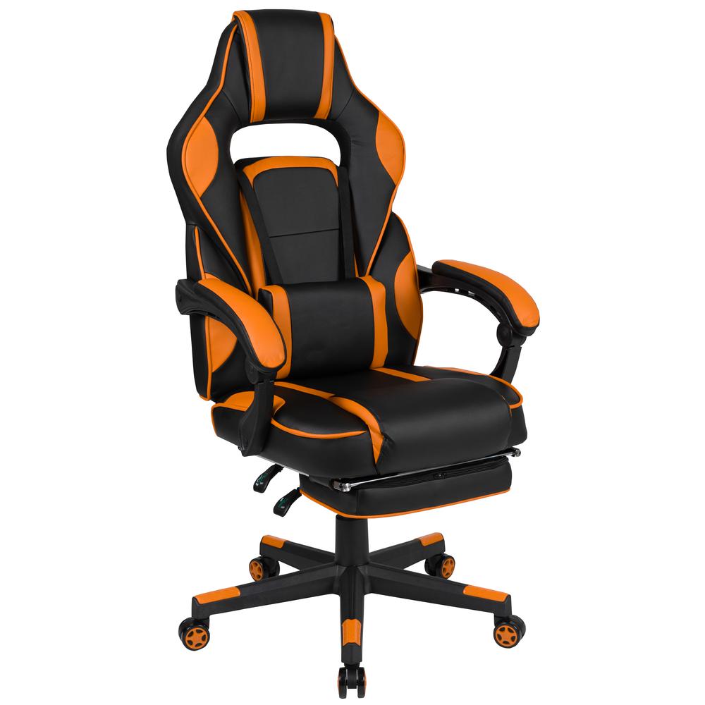 X40 Gaming Chair Racing Ergonomic Computer Chair with Fully Reclining Back/Arms, Slide-Out Footrest, Massaging Lumbar - Black/Orange. Picture 2