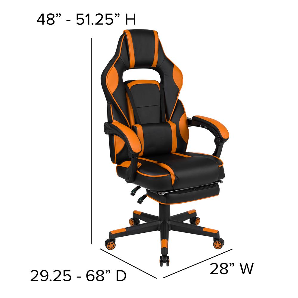 X40 Gaming Chair Racing Ergonomic Computer Chair with Fully Reclining Back/Arms, Slide-Out Footrest, Massaging Lumbar - Black/Orange. Picture 5
