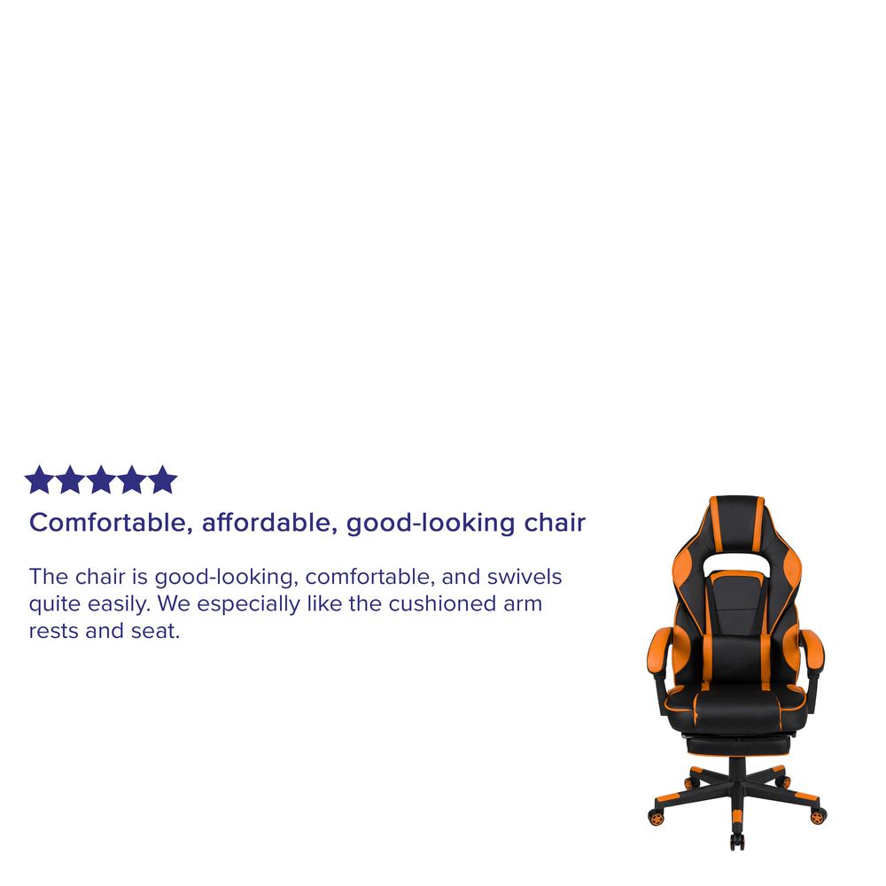 X40 Gaming Chair Racing Ergonomic Computer Chair with Fully Reclining Back/Arms, Slide-Out Footrest, Massaging Lumbar - Black/Orange. Picture 3