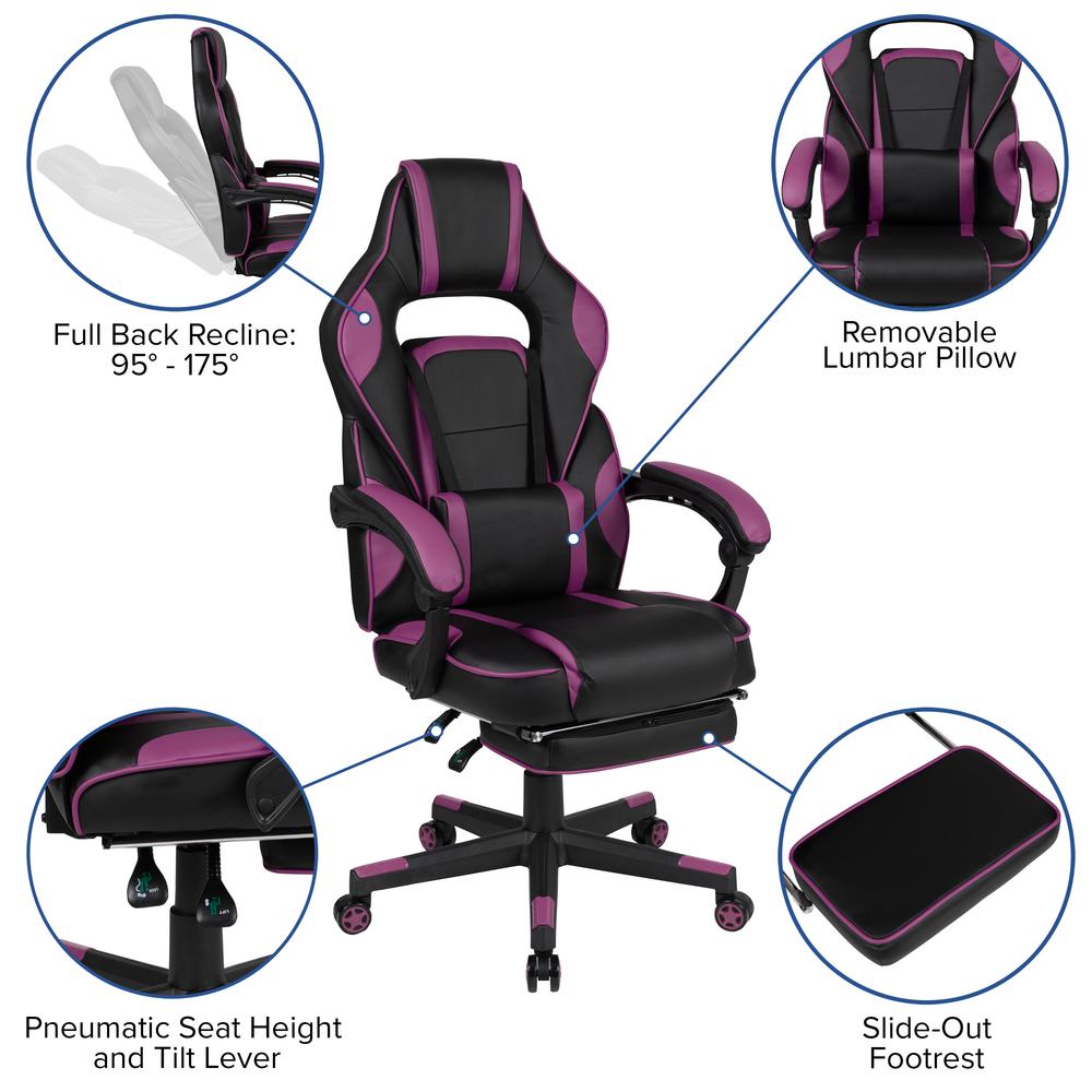 X40 Gaming Chair Racing Computer Chair - Black/Purple. Picture 4