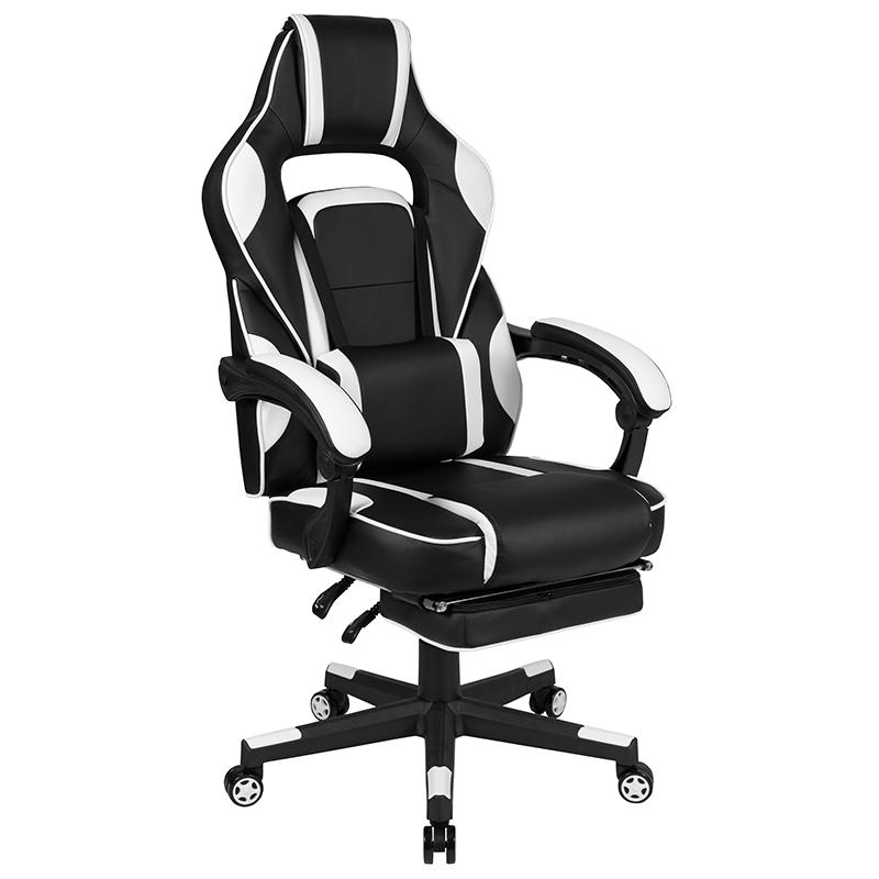 X40 Gaming Chair Racing Ergonomic Computer Chair with Fully Reclining Back/Arms, Slide-Out Footrest, Massaging Lumbar - White. Picture 2