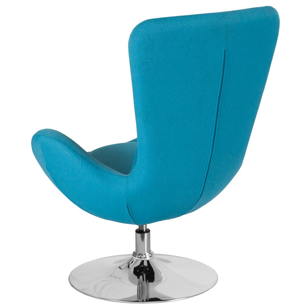 Aqua Fabric Side Reception Chair with Bowed Seat. Picture 2