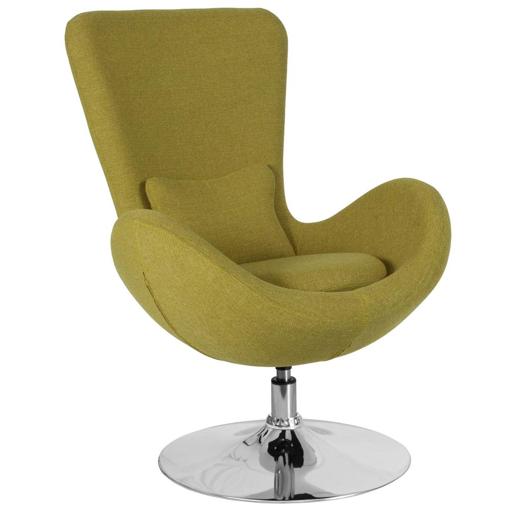 Green Fabric Side Reception Chair with Bowed Seat. Picture 1