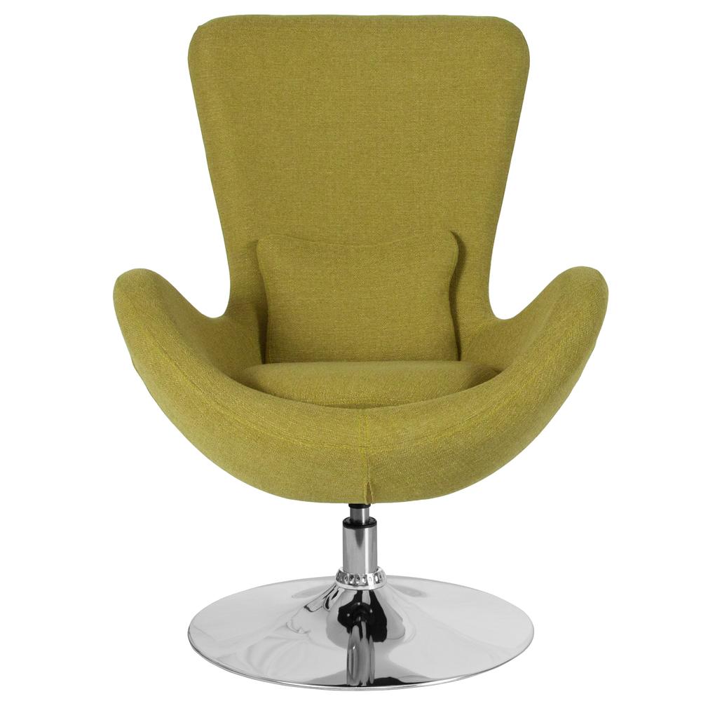 Green Fabric Side Reception Chair with Bowed Seat. Picture 3