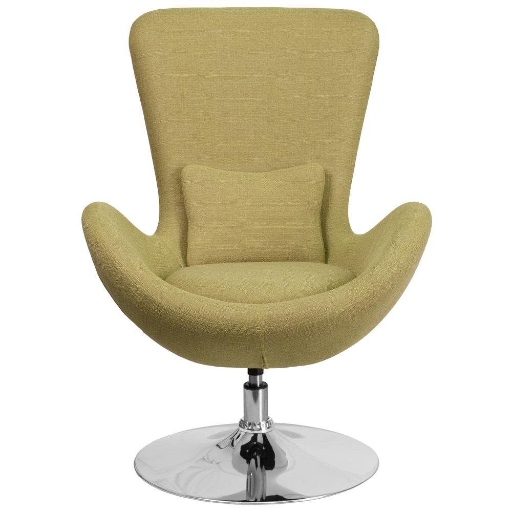 Green Fabric Side Reception Chair with Bowed Seat. Picture 4