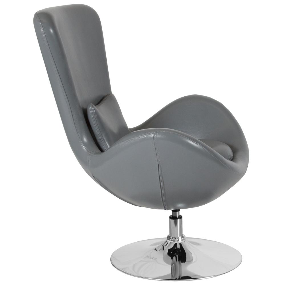 Gray LeatherSoft Side Reception Chair with Bowed Seat. Picture 2