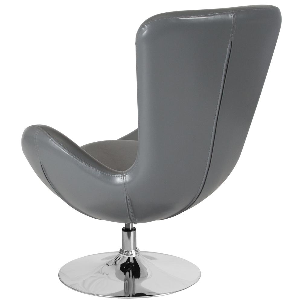 Gray LeatherSoft Side Reception Chair with Bowed Seat. Picture 3