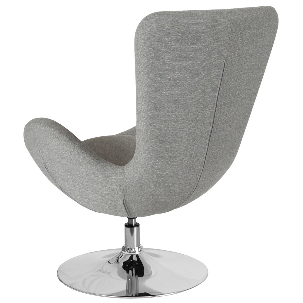 Light Gray Fabric Side Reception Chair with Bowed Seat. Picture 2