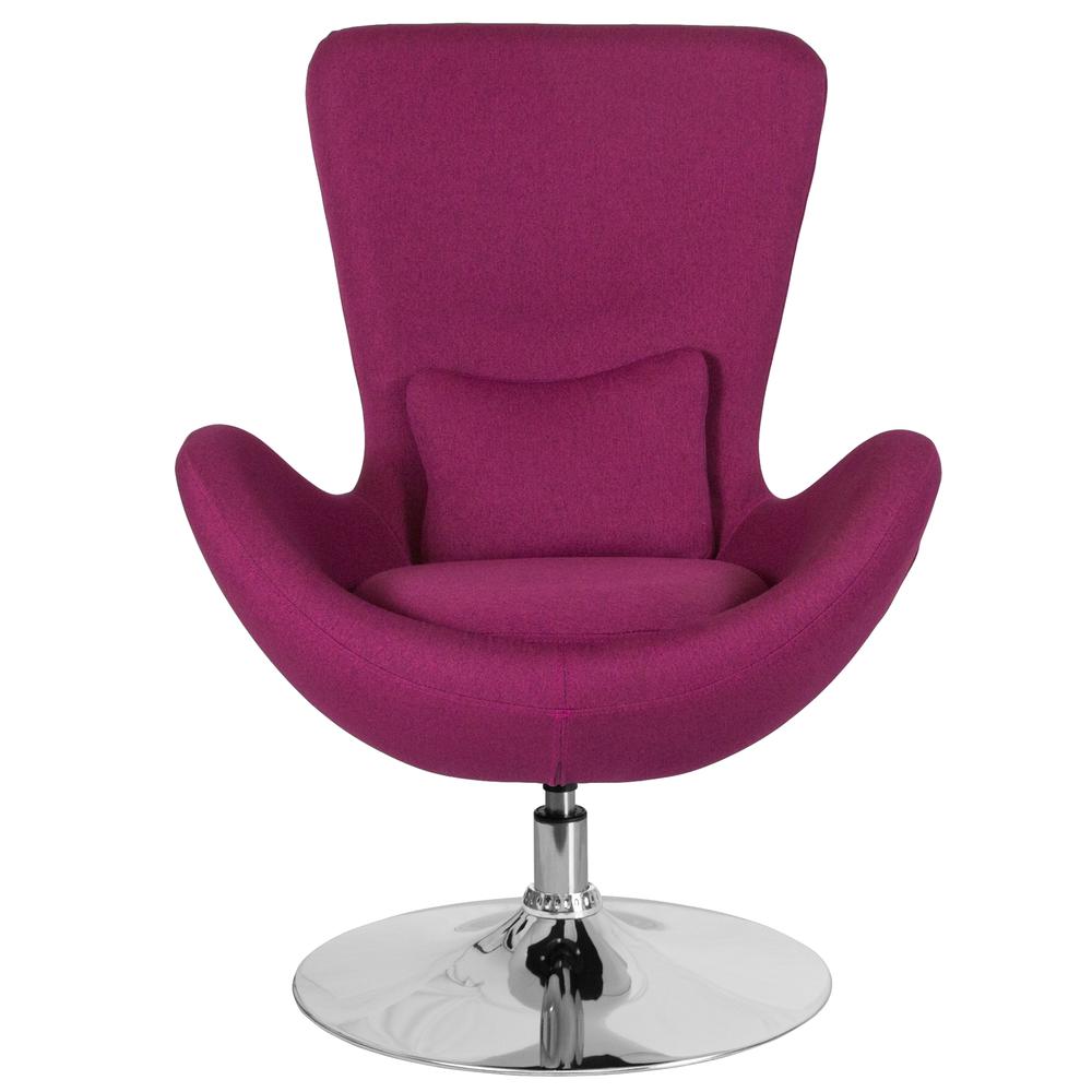 Magenta Fabric Side Reception Chair with Bowed Seat. Picture 3