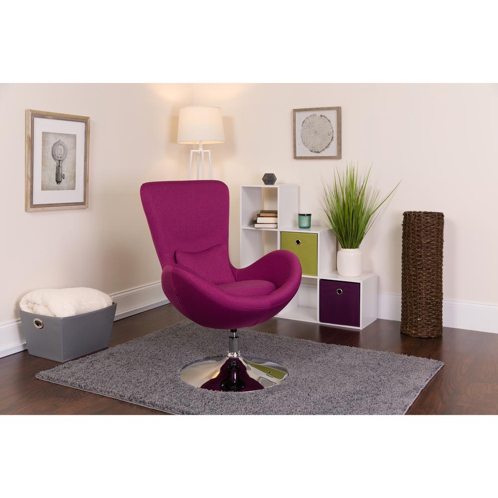 Magenta Fabric Side Reception Chair with Bowed Seat. Picture 4