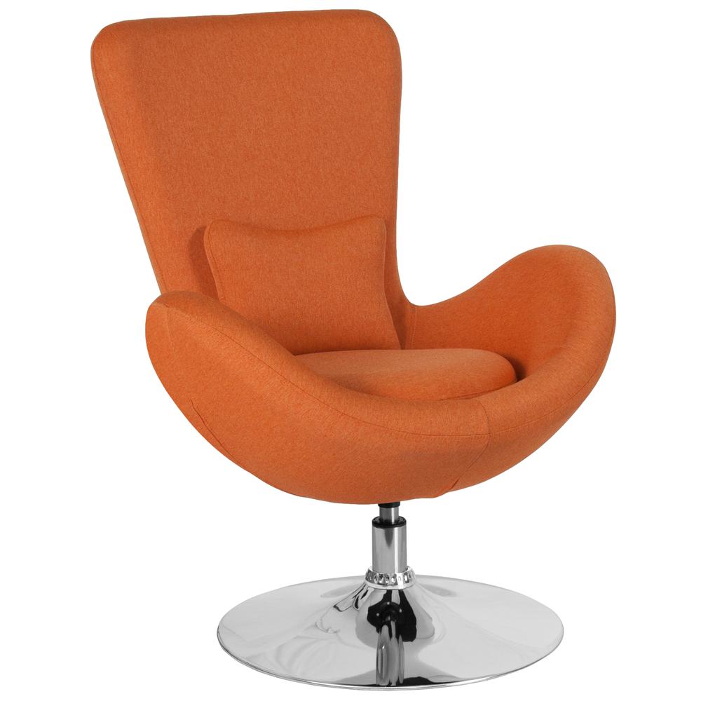 Orange Fabric Side Reception Chair with Bowed Seat. Picture 1
