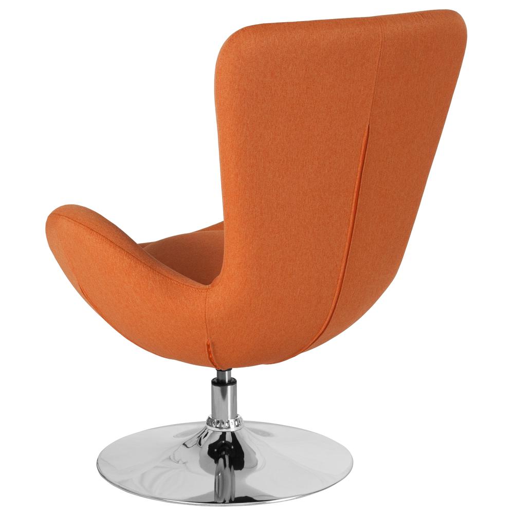 Orange Fabric Side Reception Chair with Bowed Seat. Picture 2