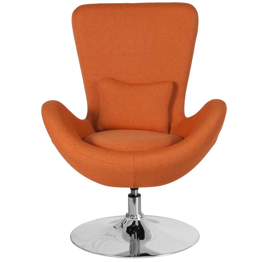 Orange Fabric Side Reception Chair with Bowed Seat. Picture 3