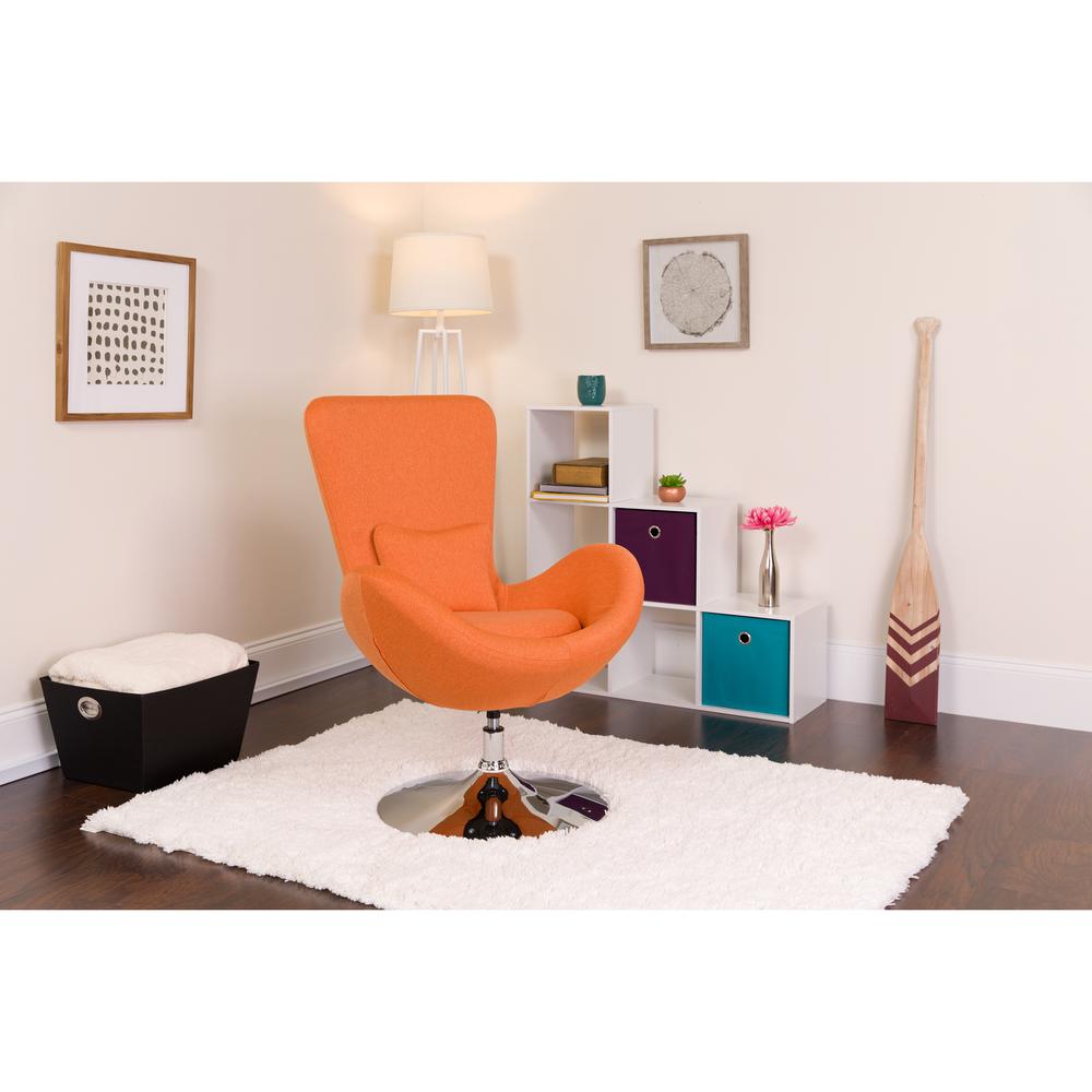 Orange Fabric Side Reception Chair with Bowed Seat. Picture 4
