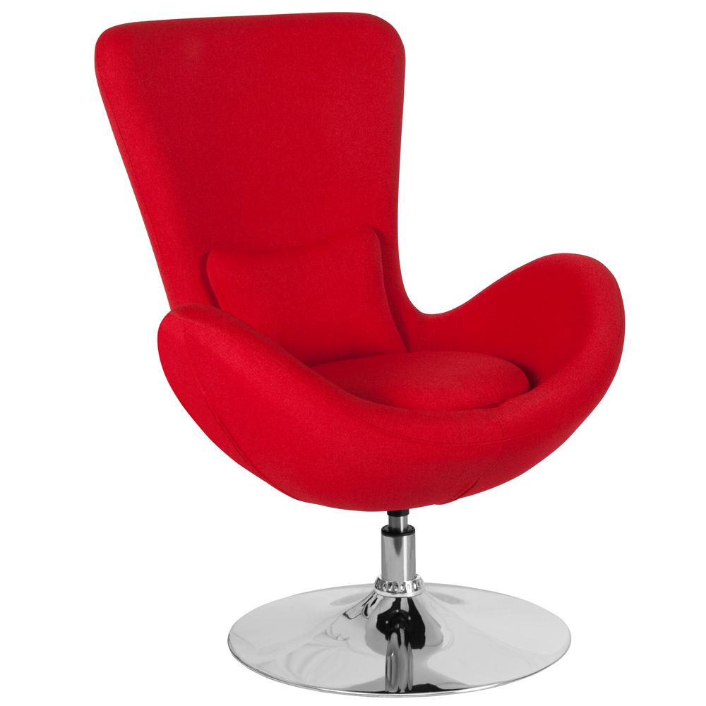 Red Fabric Side Reception Chair with Bowed Seat. Picture 1