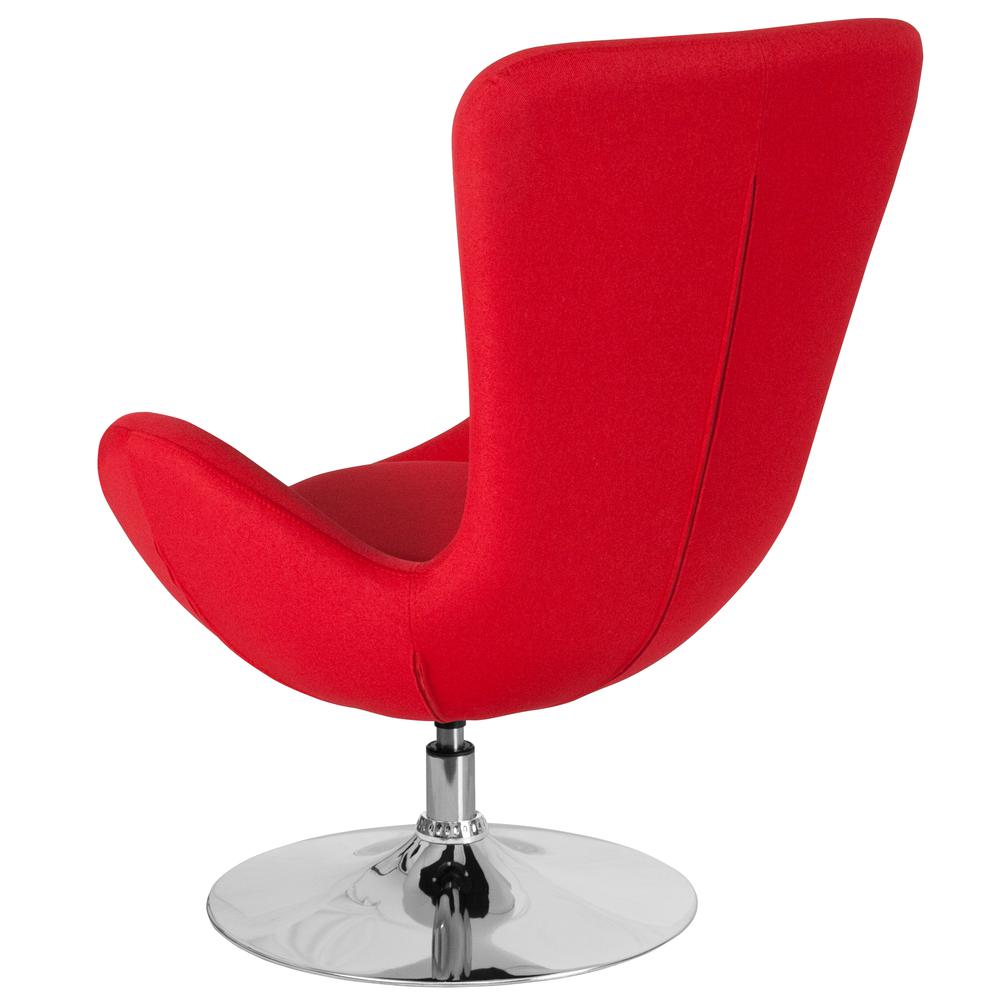 Red Fabric Side Reception Chair with Bowed Seat. Picture 2
