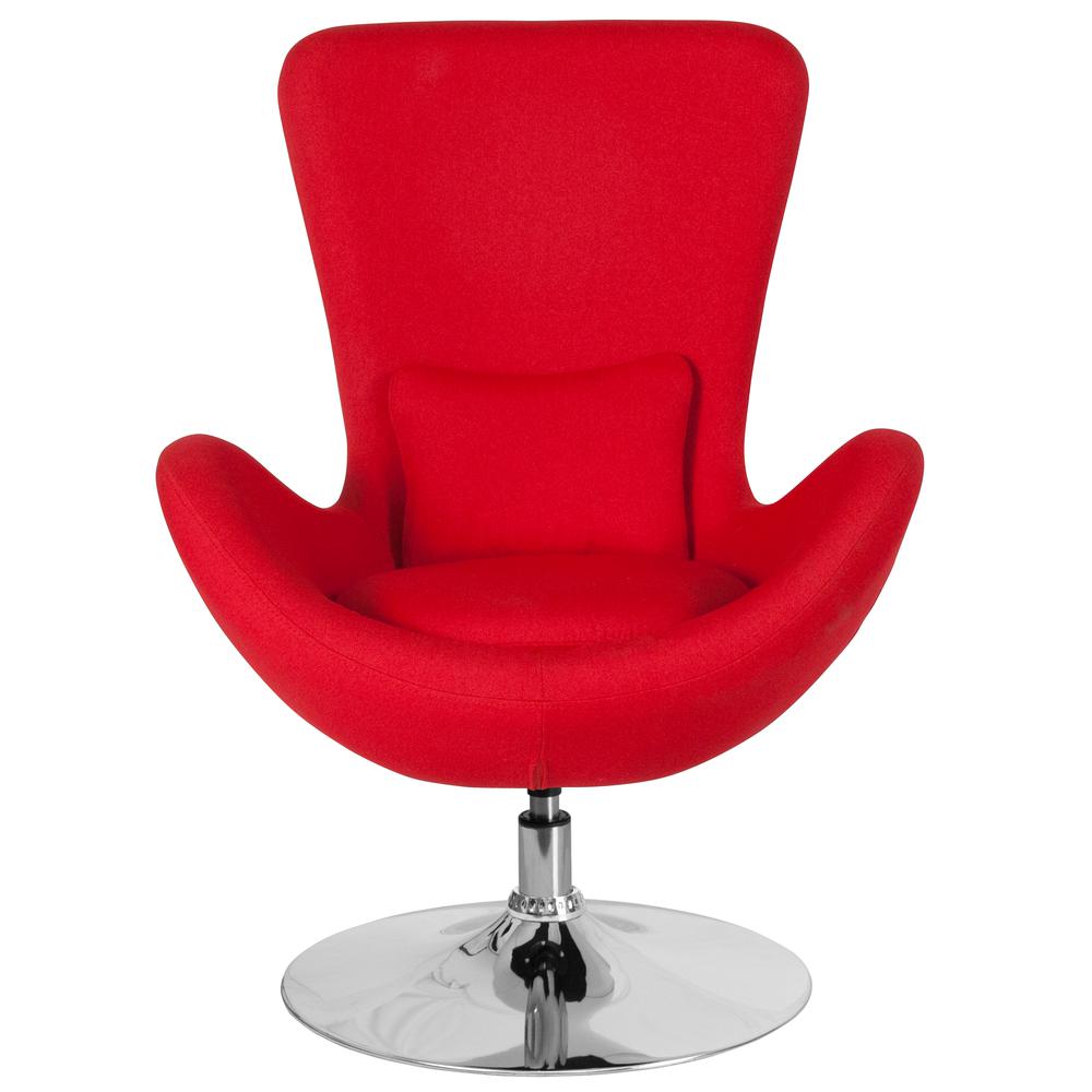 Red Fabric Side Reception Chair with Bowed Seat. Picture 3