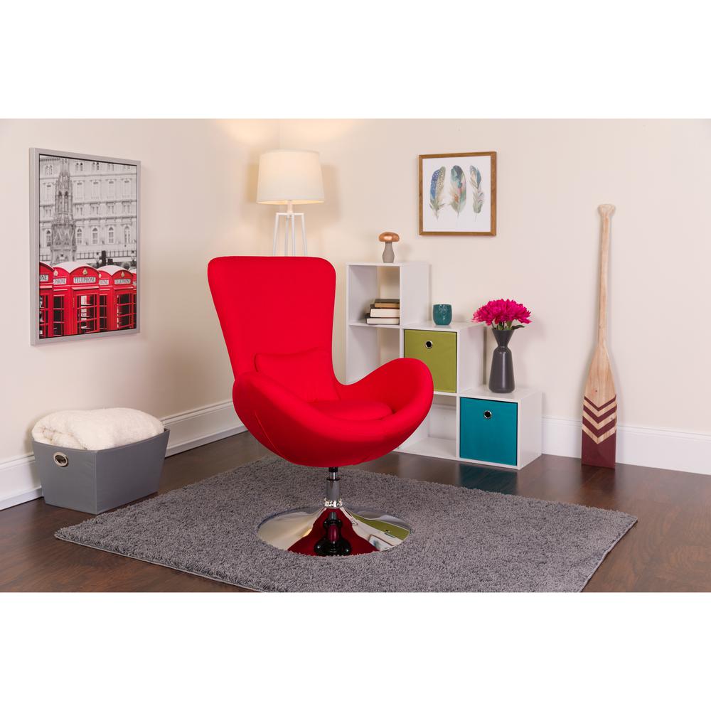 Red Fabric Side Reception Chair with Bowed Seat. Picture 4