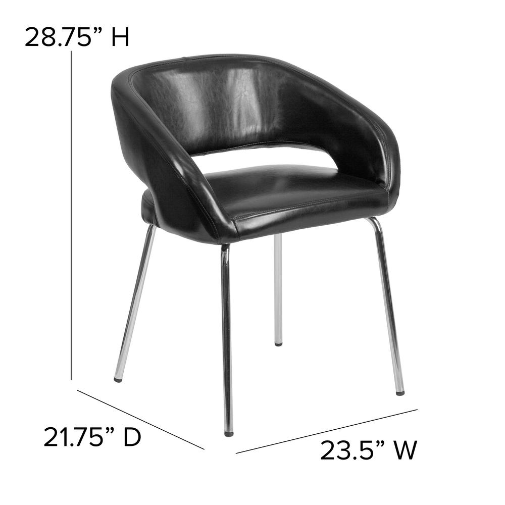 Contemporary Black LeatherSoft Side Reception Chair with Chrome Legs. Picture 2