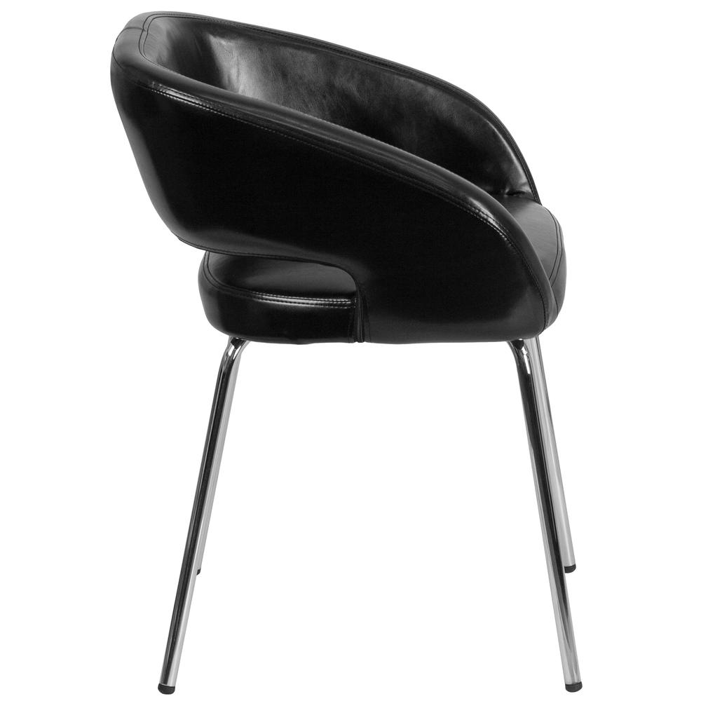 Contemporary Black LeatherSoft Side Reception Chair with Chrome Legs. Picture 3