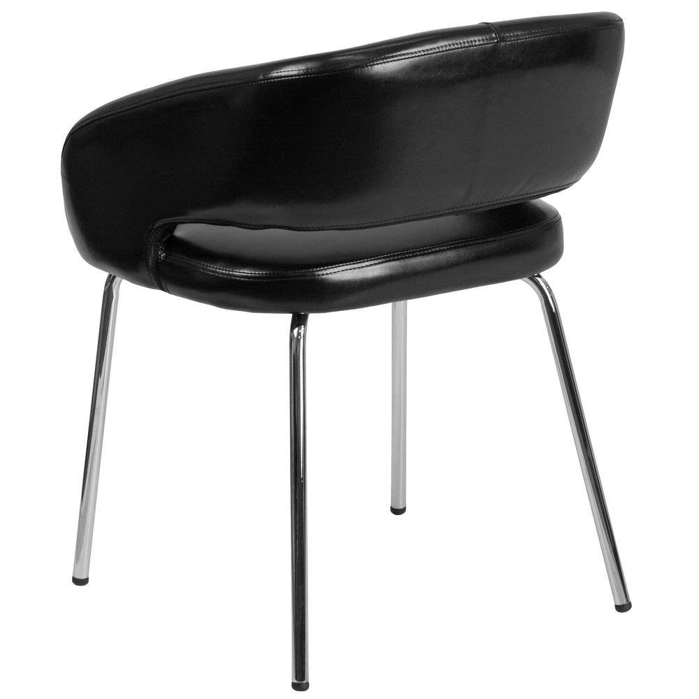 Contemporary Black LeatherSoft Side Reception Chair with Chrome Legs. Picture 4