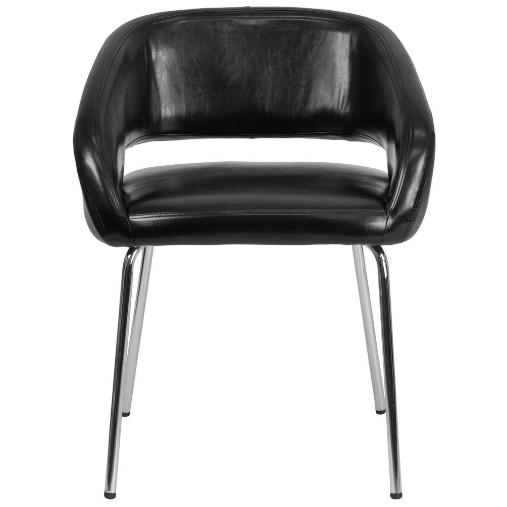 Contemporary Black LeatherSoft Side Reception Chair with Chrome Legs. Picture 5
