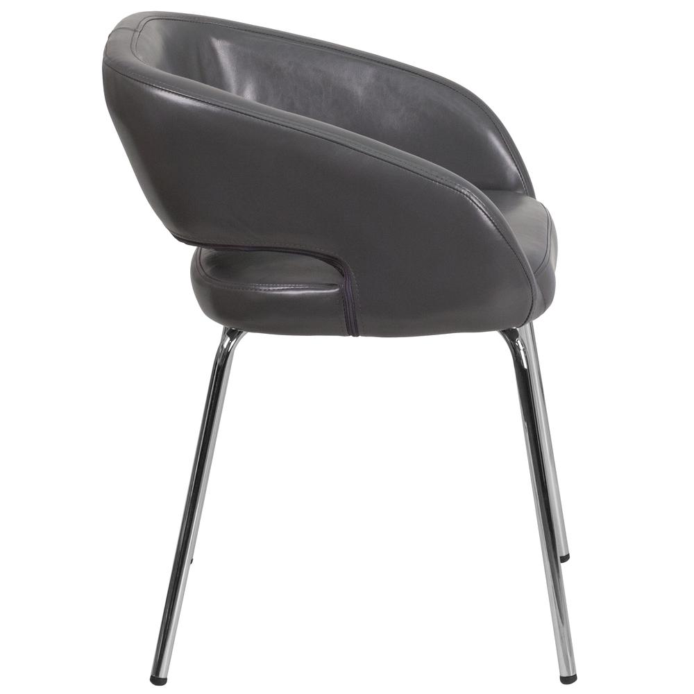 Contemporary Gray LeatherSoft Side Reception Chair with Chrome Legs. Picture 3