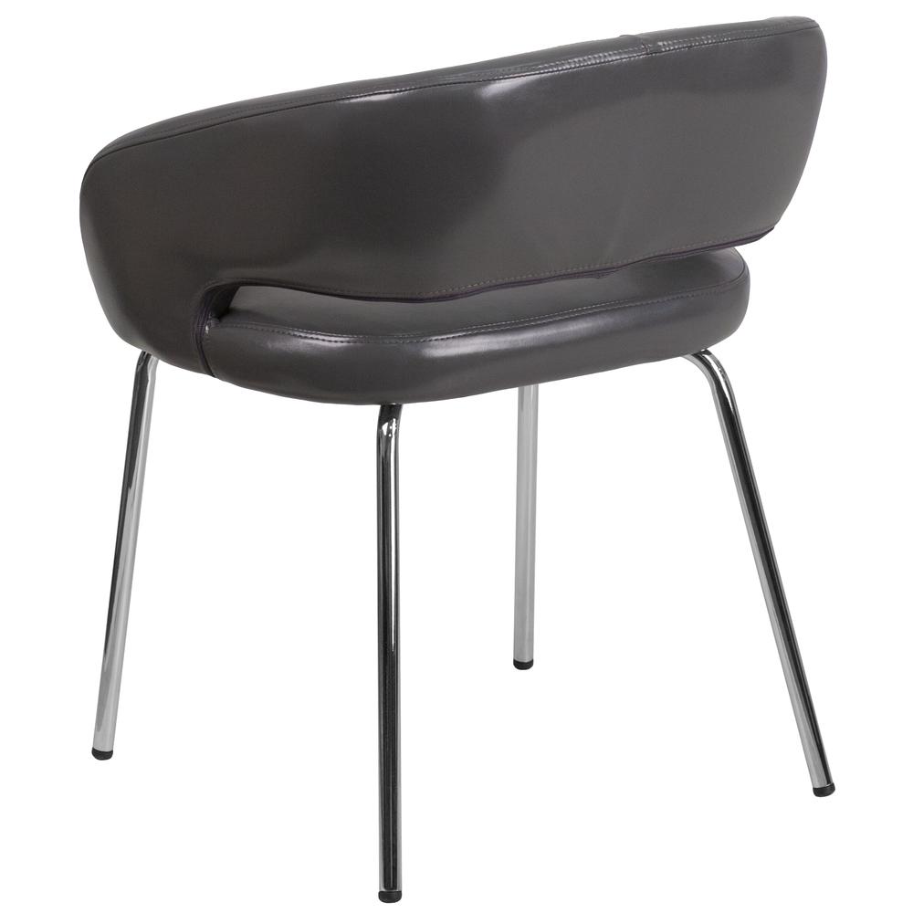 Contemporary Gray LeatherSoft Side Reception Chair with Chrome Legs. Picture 4
