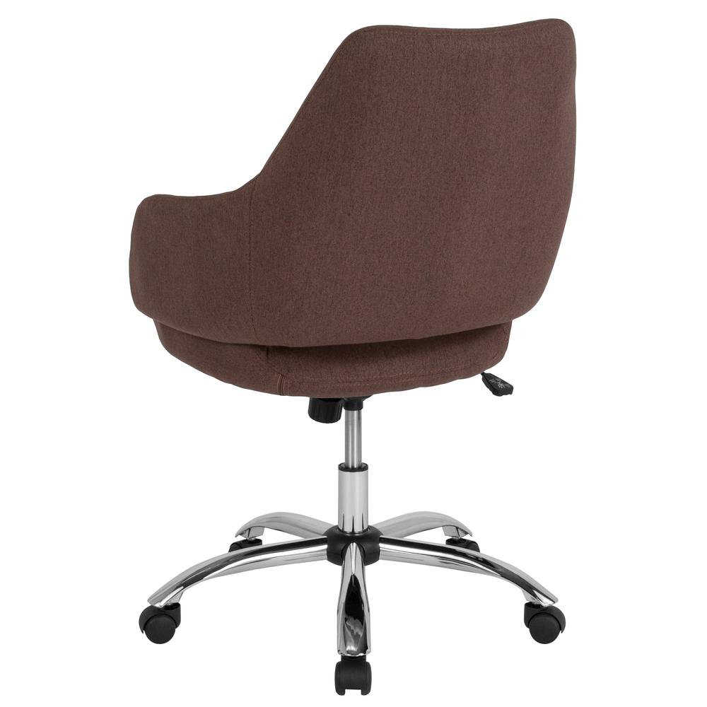 Home and Office Upholstered Mid-Back Chair with Wrap Style Arms in Brown Fabric. Picture 3