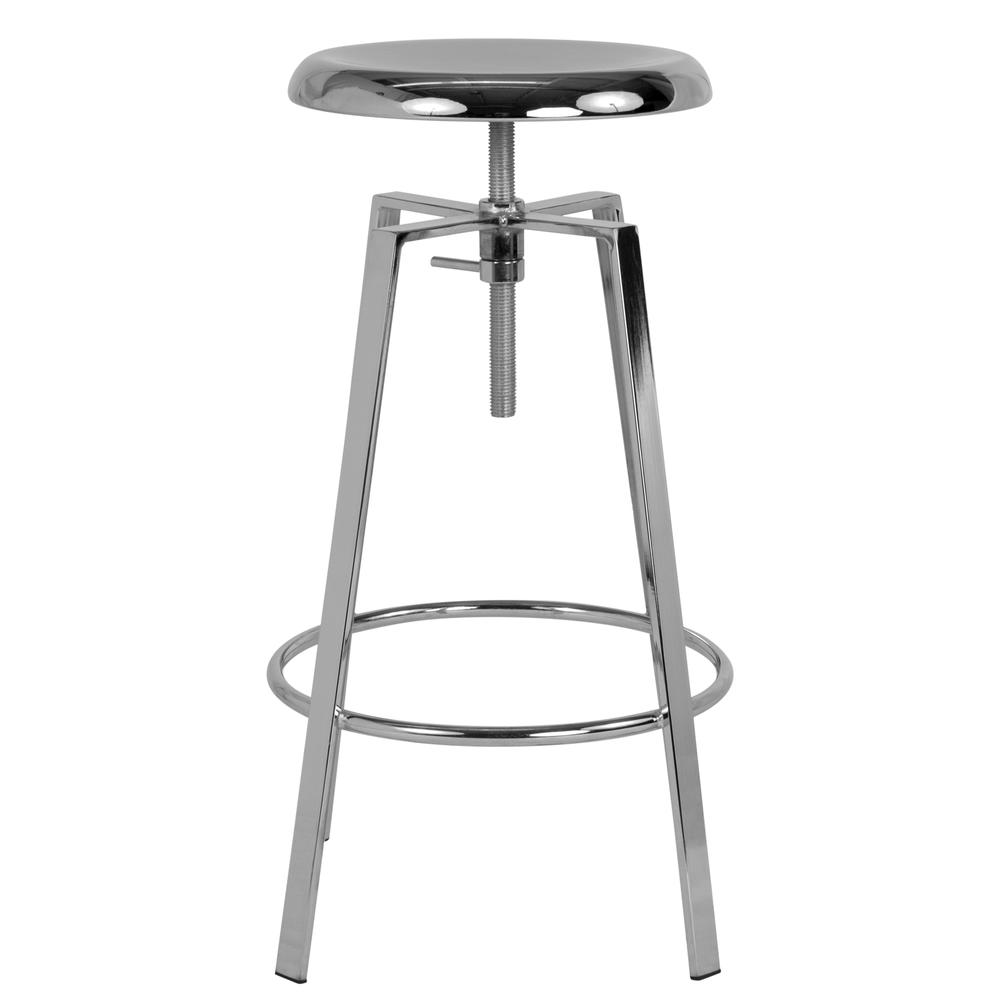 Industrial Style Barstool with Swivel Lift Adjustable Height Seat in Chrome Finish. Picture 2