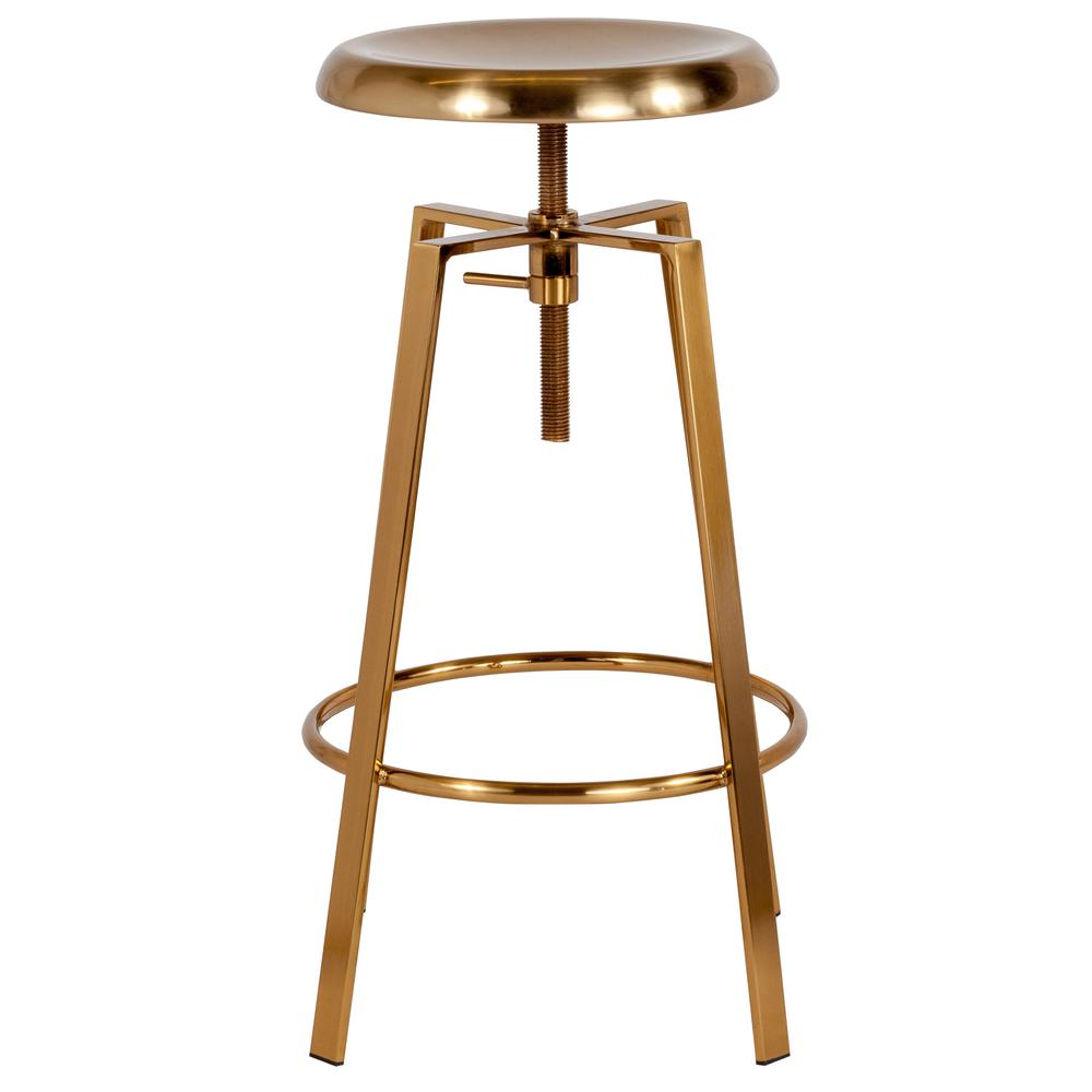 Industrial Style Barstool with Swivel Lift Adjustable Height Seat in Gold Finish. Picture 3