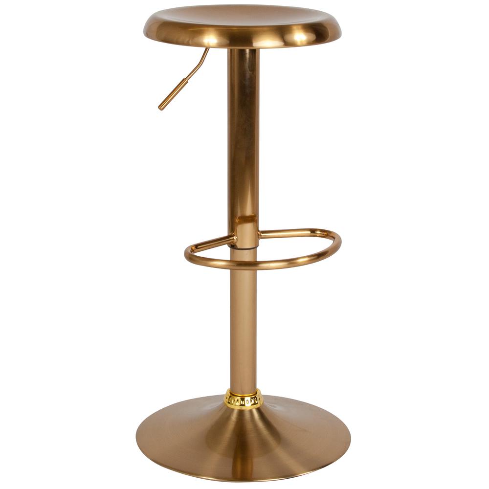 Adjustable Height Retro Barstool in Gold Finish. Picture 1