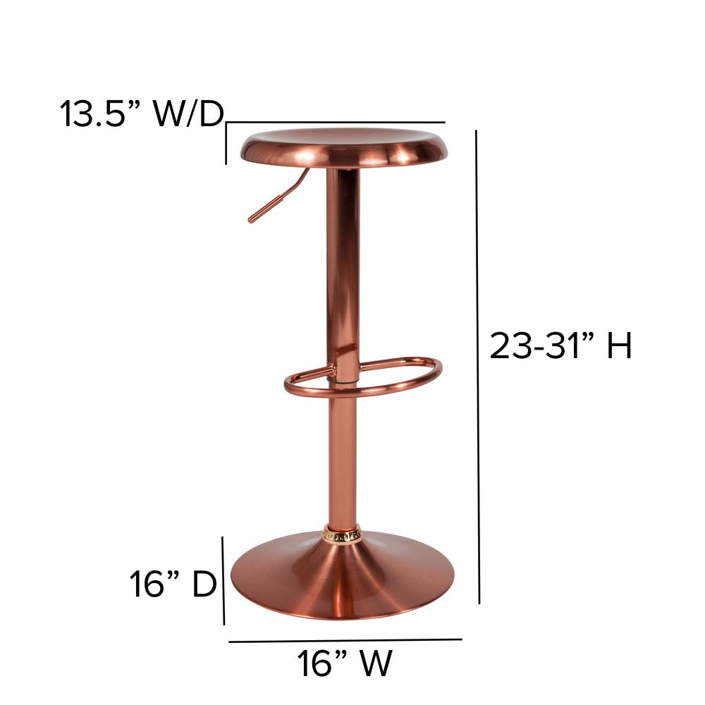 Adjustable Height Retro Barstool in Rose Gold Finish. Picture 2