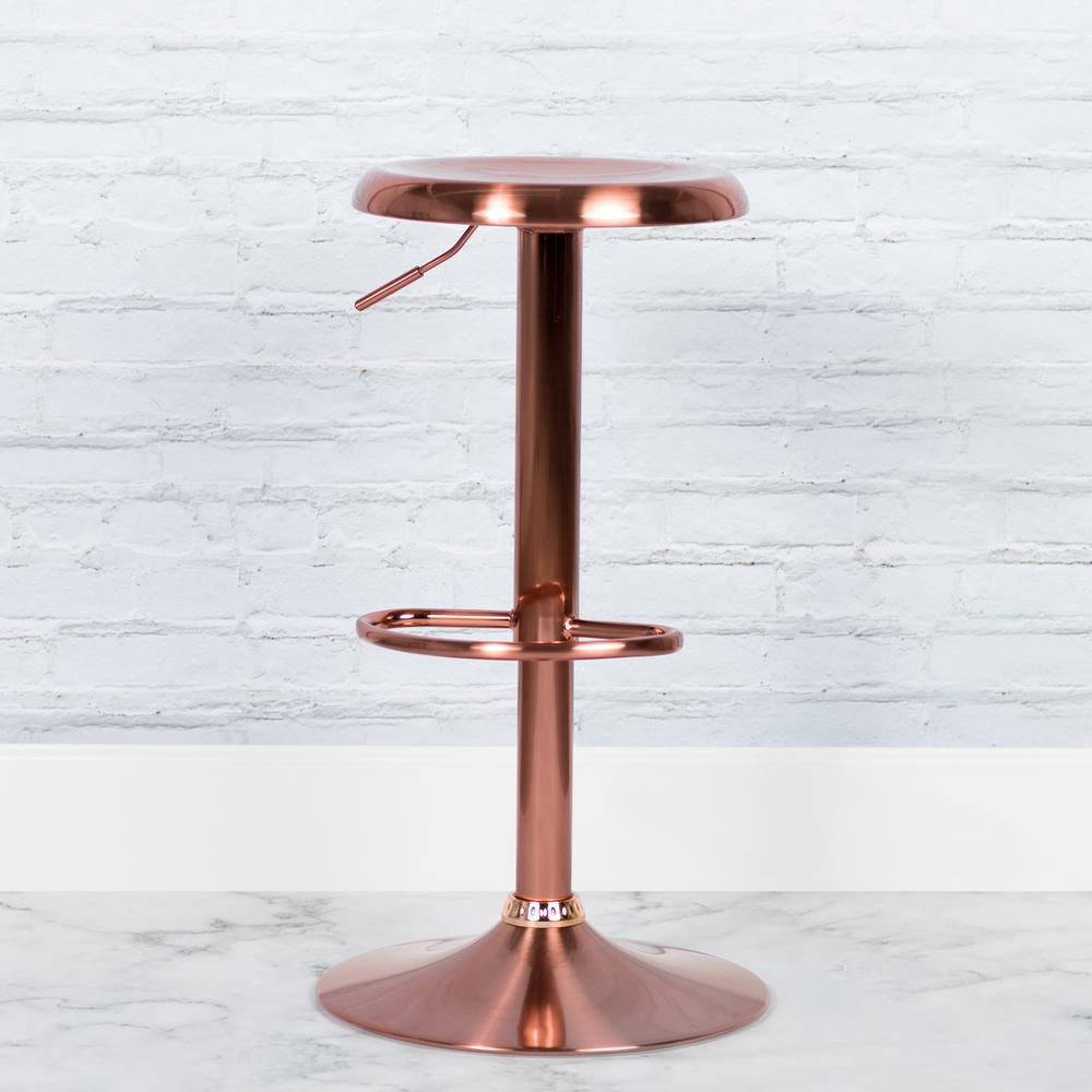 Adjustable Height Retro Barstool in Rose Gold Finish. Picture 7