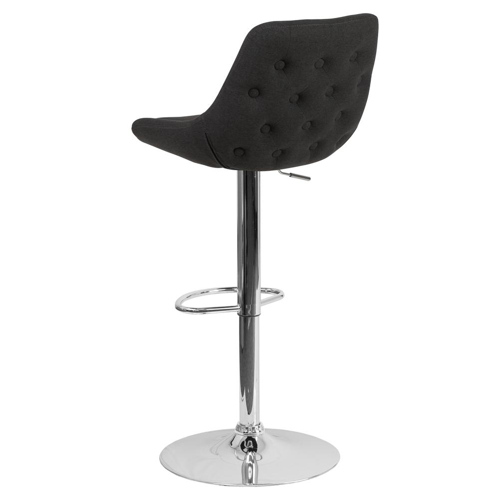 Contemporary Black Fabric Adjustable Height Barstool with Chrome Base. Picture 5