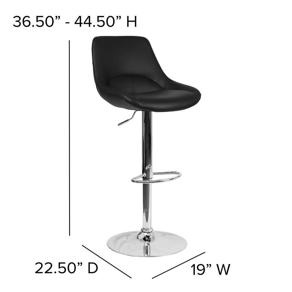 Contemporary Black Vinyl Adjustable Height Barstool with Chrome Base. Picture 4