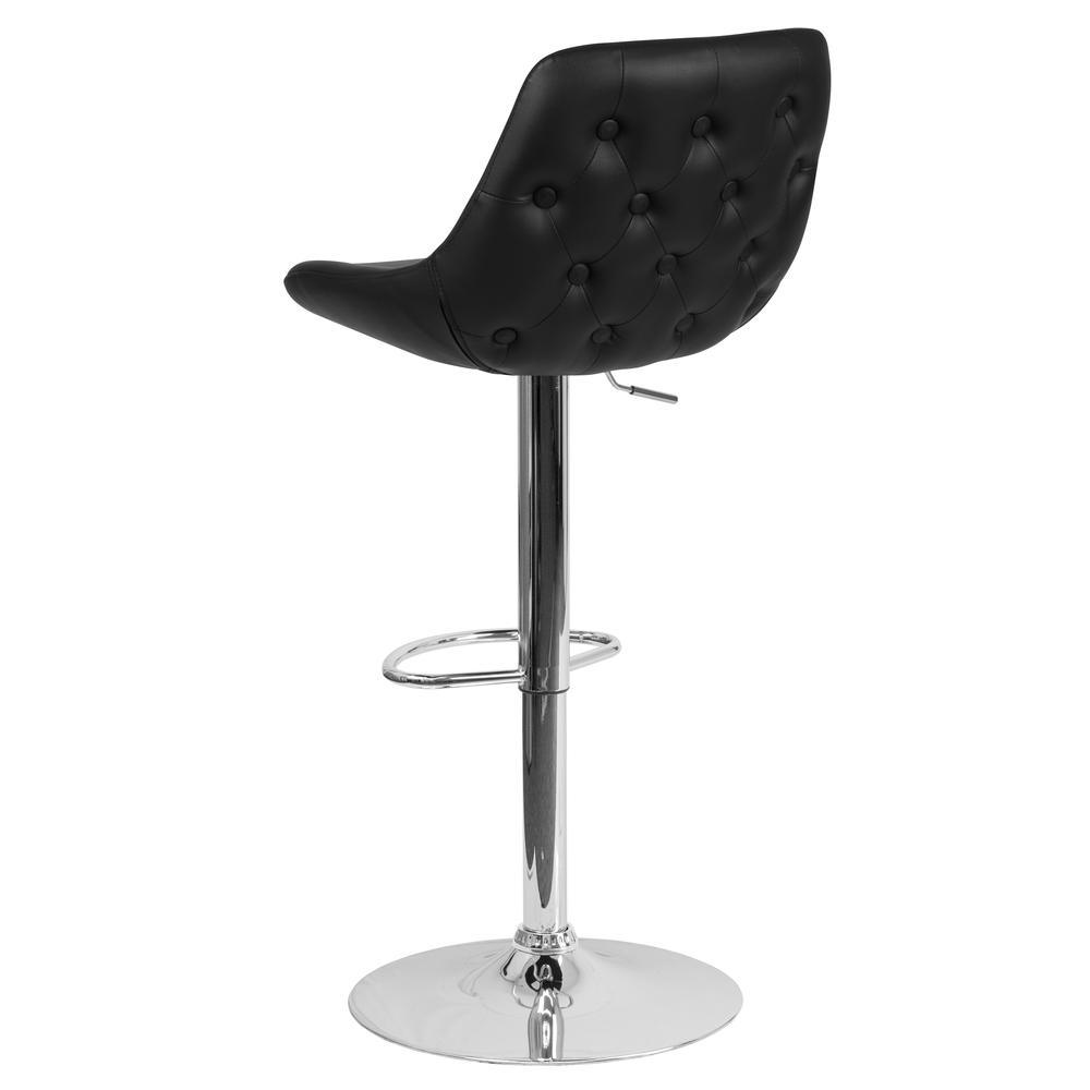 Contemporary Black Vinyl Adjustable Height Barstool with Chrome Base. Picture 5