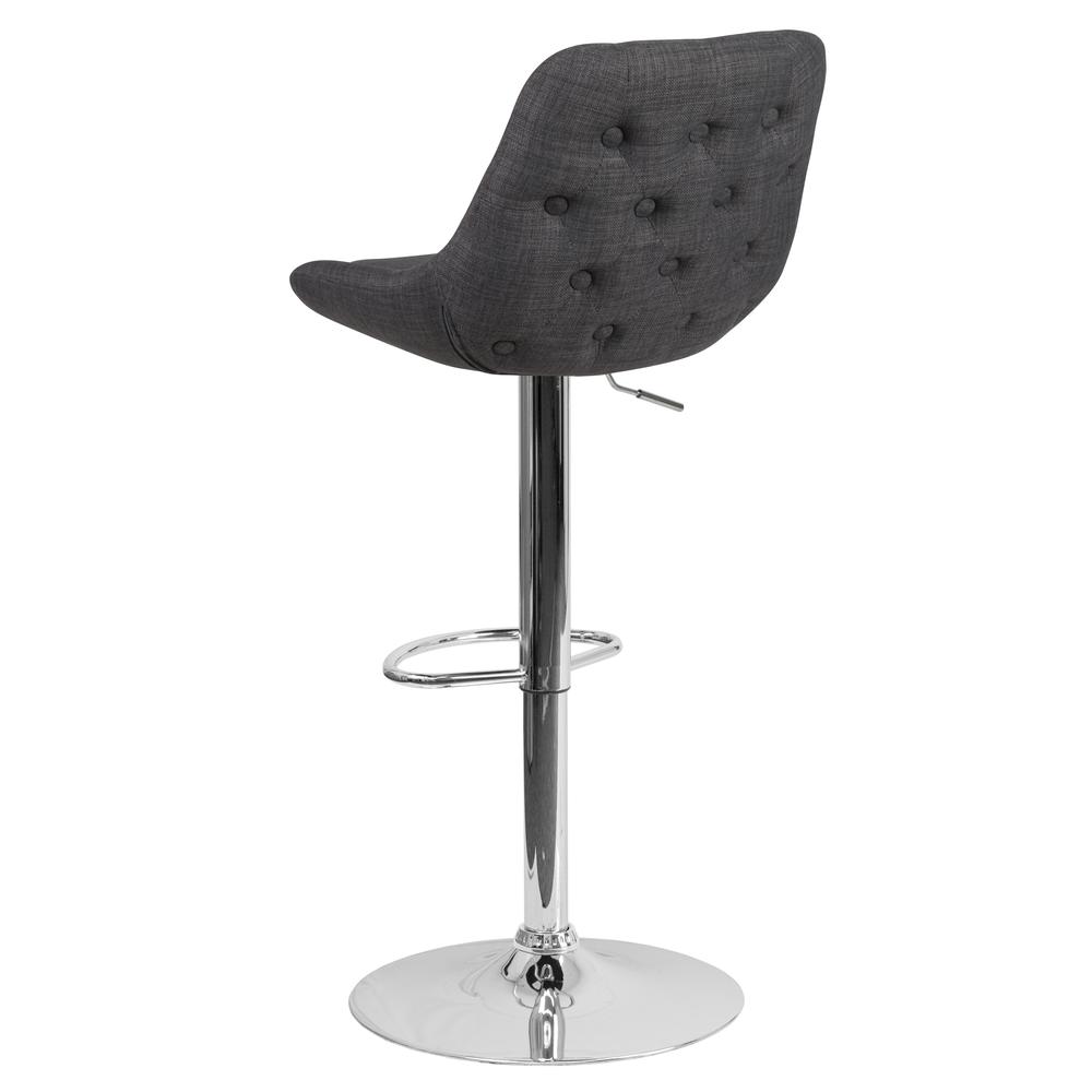 Contemporary Dark Gray Fabric Adjustable Height Barstool with Chrome Base. Picture 4