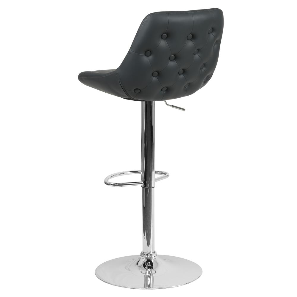 Contemporary Gray Vinyl Adjustable Height Barstool with Chrome Base. Picture 5
