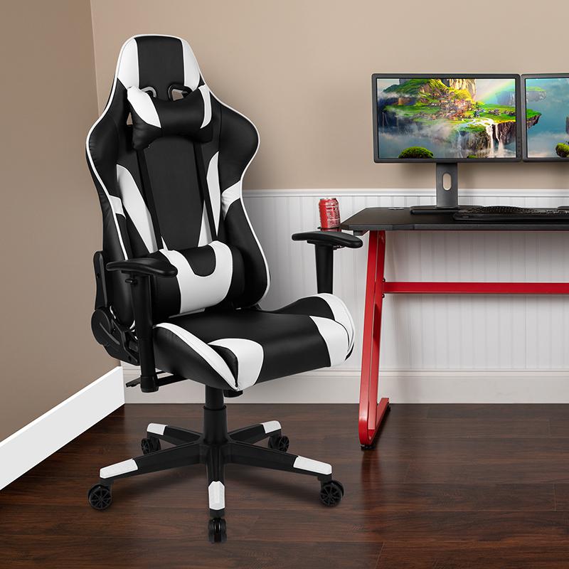 X20 Gaming Chair Racing Office Ergonomic Computer PC Adjustable Swivel Chair with Fully Reclining Back in Black LeatherSoft. Picture 2