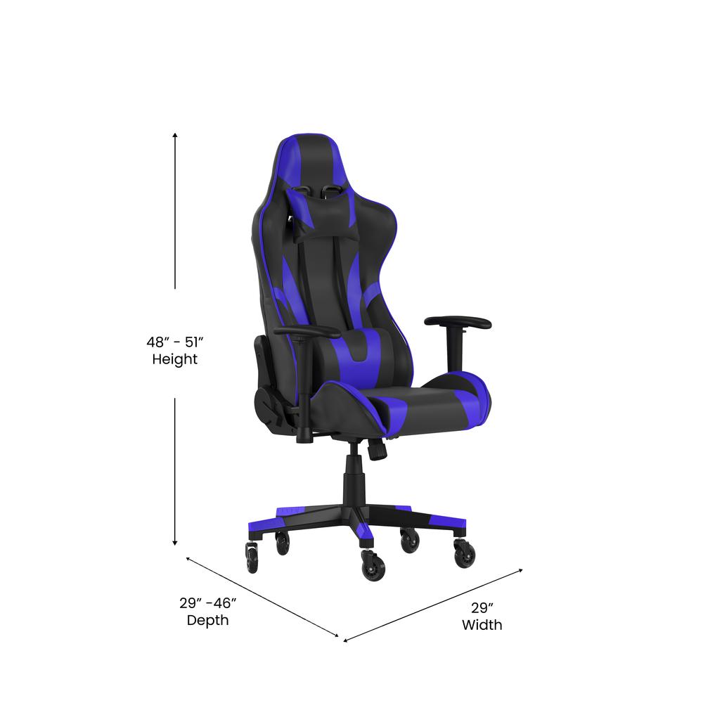 X20 Gaming Chair Racing Office Computer Chair with Back in Blue. Picture 5
