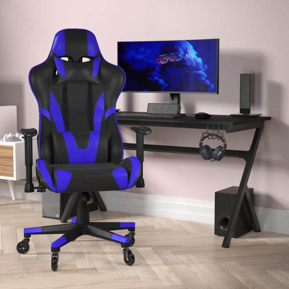 X20 Gaming Chair Racing Office Computer Chair with Back in Blue. Picture 1