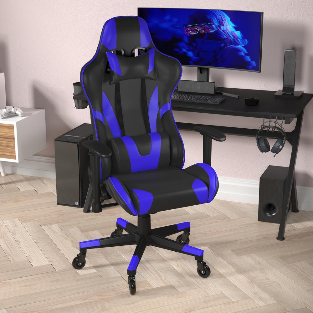 X20 Gaming Chair Racing Office Computer Chair with Back in Blue. Picture 6