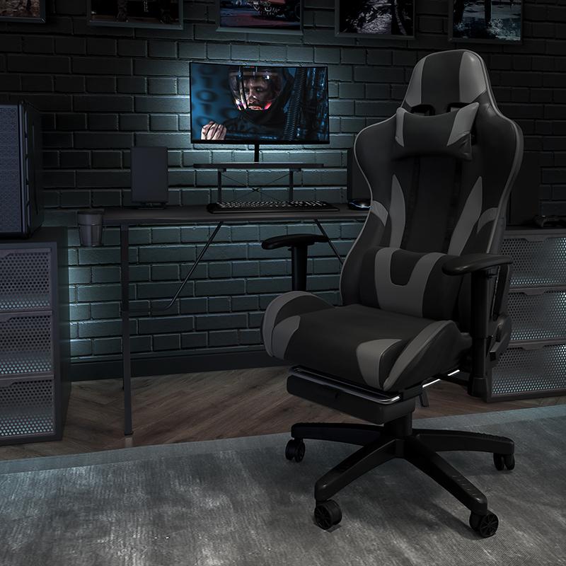 X20 Gaming Chair Racing Office Computer Swivel Chair with Back in Gray. Picture 1