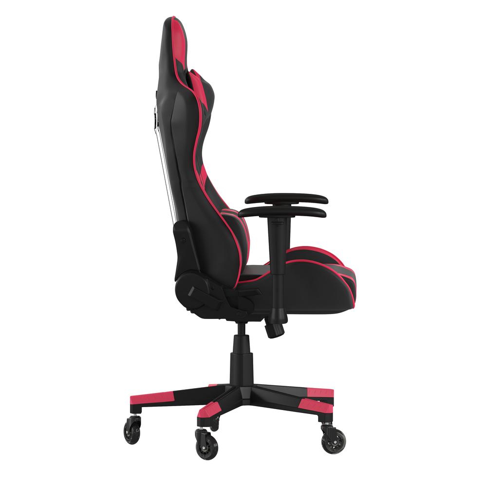 X20 Gaming Chair Racing Office Computer PC Adjustable Chair with Reclining Back and Transparent Roller Wheels in Red LeatherSoft. Picture 8