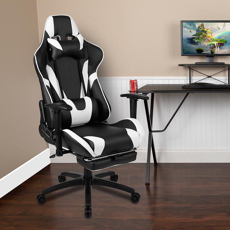 X30 Gaming Chair Racing Office Ergonomic Computer Chair with Fully Reclining Back and Slide-Out Footrest in Black LeatherSoft. Picture 2